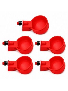 5 Automatic Poultry Water Cups No Peck Chicken Duck Turkey Gravity Waterer